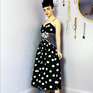 1980s Black and White Polka Dot Summer Dress